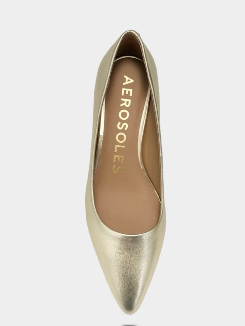 AEROSOLES Rana Kitten Heel Gold NWOT